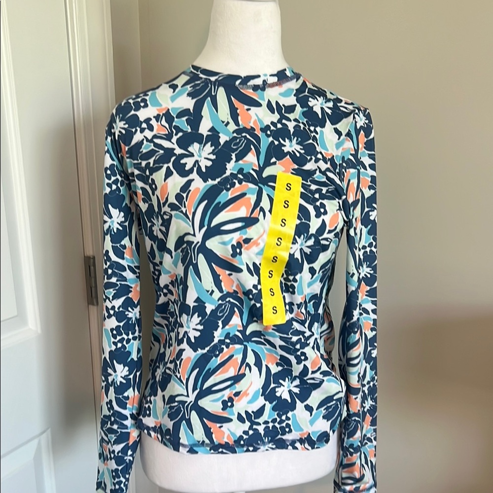 White and Blue ROXY swim shirt